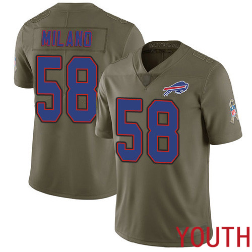 Youth Buffalo Bills #58 Matt Milano Limited Olive 2017 Salute to Service NFL Jersey